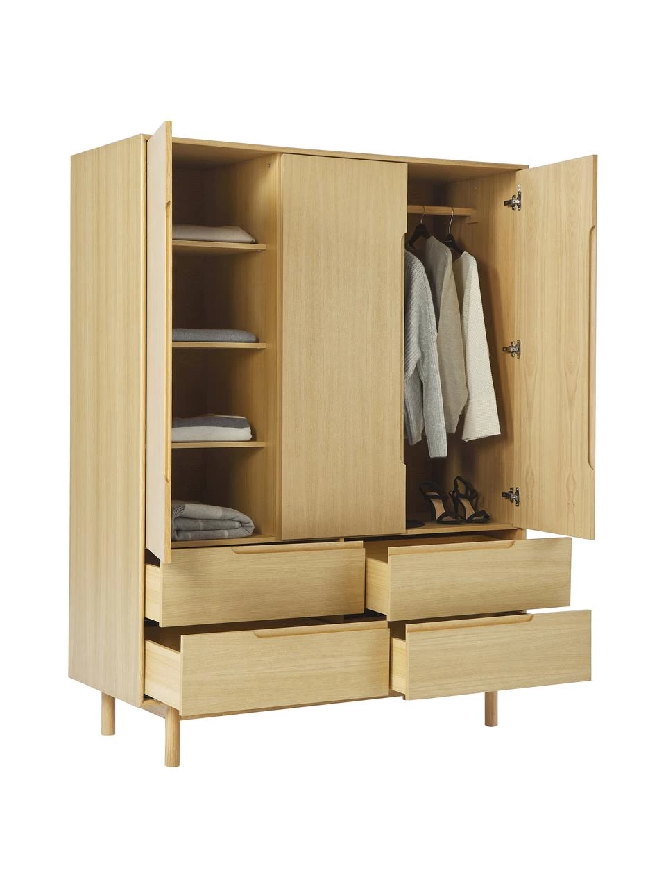 Westwing Collection Kleiderschrank Cassy aus Eichenholzfurnier, 3-türig, B 148 x H 195 cm 6 Westwing Collection Kleiderschrank Cassy aus Eichenholzfurnier, 3-türig, B 148 x H 195 cm – Bild 6