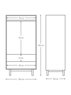 Westwing Collection Kleiderschrank Cassy in Weiß, 2-türig, B 100 x H 195 cm -Schlafzimmer Verkäufe 2022 Kleiderschrank Cassy in Weiss 2 turig 4