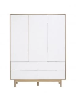 Westwing Collection Kleiderschrank Cassy in Weiß, 3-türig, B 148 x H 195 cm