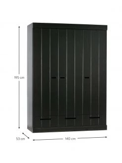 Kleiderschrank Connect in Schwarz, 3-t&uuml;rig, B 140 x H 195 cm -Schlafzimmer Verkäufe 2022 Kleiderschrank Connect in Schwarz 3 turig 2