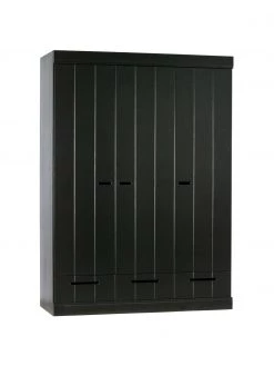 Kleiderschrank Connect in Schwarz, 3-türig, B 140 x H 195 cm