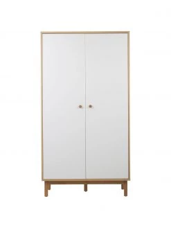 Westwing Collection Kleiderschrank Nathan in Weiß, 2-türig, B 100 x H 186 cm