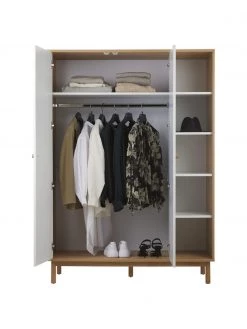 Westwing Collection Kleiderschrank Nathan in Wei&szlig;, 2-t&uuml;rig mit offenen F&auml;chern, B 133 x H 186 cmNur noch wenige verfügbar -Schlafzimmer Verkäufe 2022 Kleiderschrank Nathan in Weiss 2 turig mit offenen Fachern 2