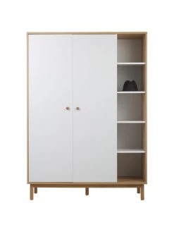 Westwing Collection Kleiderschrank Nathan in Weiß, 2-türig mit offenen Fächern, B 133 x H 186 cmNur noch wenige verfügbar