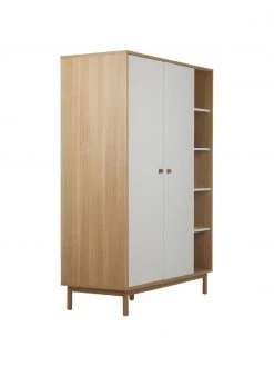 Westwing Collection Kleiderschrank Nathan in Wei&szlig;, 2-t&uuml;rig mit offenen F&auml;chern, B 133 x H 186 cmNur noch wenige verfügbar -Schlafzimmer Verkäufe 2022 Kleiderschrank Nathan in Weiss 2 turig mit offenen Fachern 3