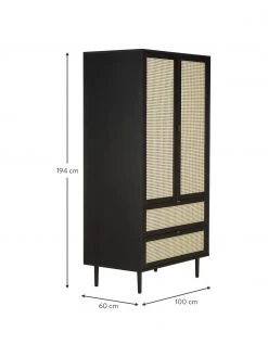 Westwing Collection Kleiner Kleiderschrank Aries mit Wiener Geflecht, 2-t&uuml;rig, B 100 x H 194 cm -Schlafzimmer Verkäufe 2022 Kleiner Kleiderschrank Aries mit Wiener Geflecht 2 turig 10