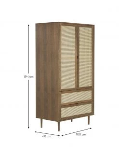 Westwing Collection Kleiner Kleiderschrank Aries mit Wiener Geflecht, 2-türig, B 100 x H 194 cm -Schlafzimmer Verkäufe 2022 Kleiner Kleiderschrank Aries mit Wiener Geflecht 2 turig 15