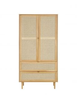 Westwing Collection Kleiner Kleiderschrank Aries mit Wiener Geflecht, 2-türig, B 100 x H 194 cm