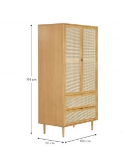 Westwing Collection Kleiner Kleiderschrank Aries mit Wiener Geflecht, 2-t&uuml;rig, B 100 x H 194 cm -Schlafzimmer Verkäufe 2022 Kleiner Kleiderschrank Aries mit Wiener Geflecht 2 turig 3