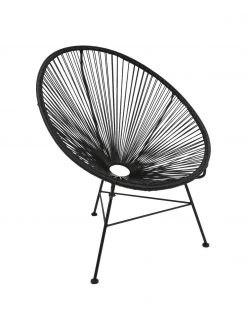 Westwing Collection Loungesessel Bahia aus Kunststoff-Geflecht in Schwarz, B 81 x T 73 cm