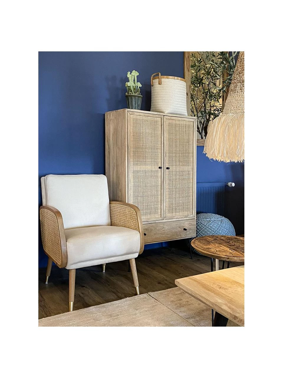 Loungesessel Hakoon mit Wiener Geflecht in Beige, B 64 x T 75 cm 2 Loungesessel Hakoon mit Wiener Geflecht in Beige, B 64 x T 75 cm – Bild 2