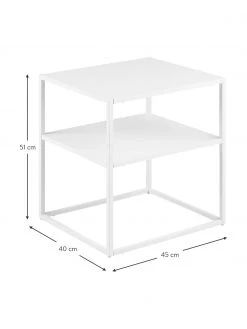 Westwing Collection Metall-Beistelltisch Neptun mit Ablage in Wei&szlig;, B 45 x T 40 cm -Schlafzimmer Verkäufe 2022 Metall Beistelltisch Neptun mit Ablage in Weiss 3