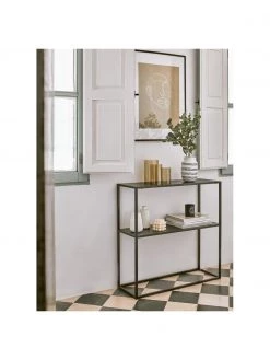 Westwing Collection Metall-Regal Neptun mit Ablage in Schwarz, B 80 x H 80 cm -Schlafzimmer Verkäufe 2022 Metall Regal Neptun mit Ablage in Schwarz 2