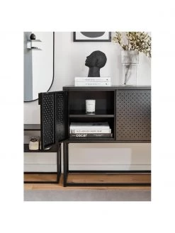 Westwing Collection Metall-Sideboard Neptun mit Türen in Schwarz, B 120 x H 80 cmNur noch 1 Artikel verfügbar -Schlafzimmer Verkäufe 2022 Metall Sideboard Neptun mit Turen in Schwarz 2