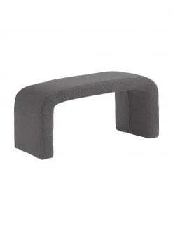 Westwing Collection Moderne Bouclé-Polsterbank Penelope in Grau, B 110 x H 46 cm