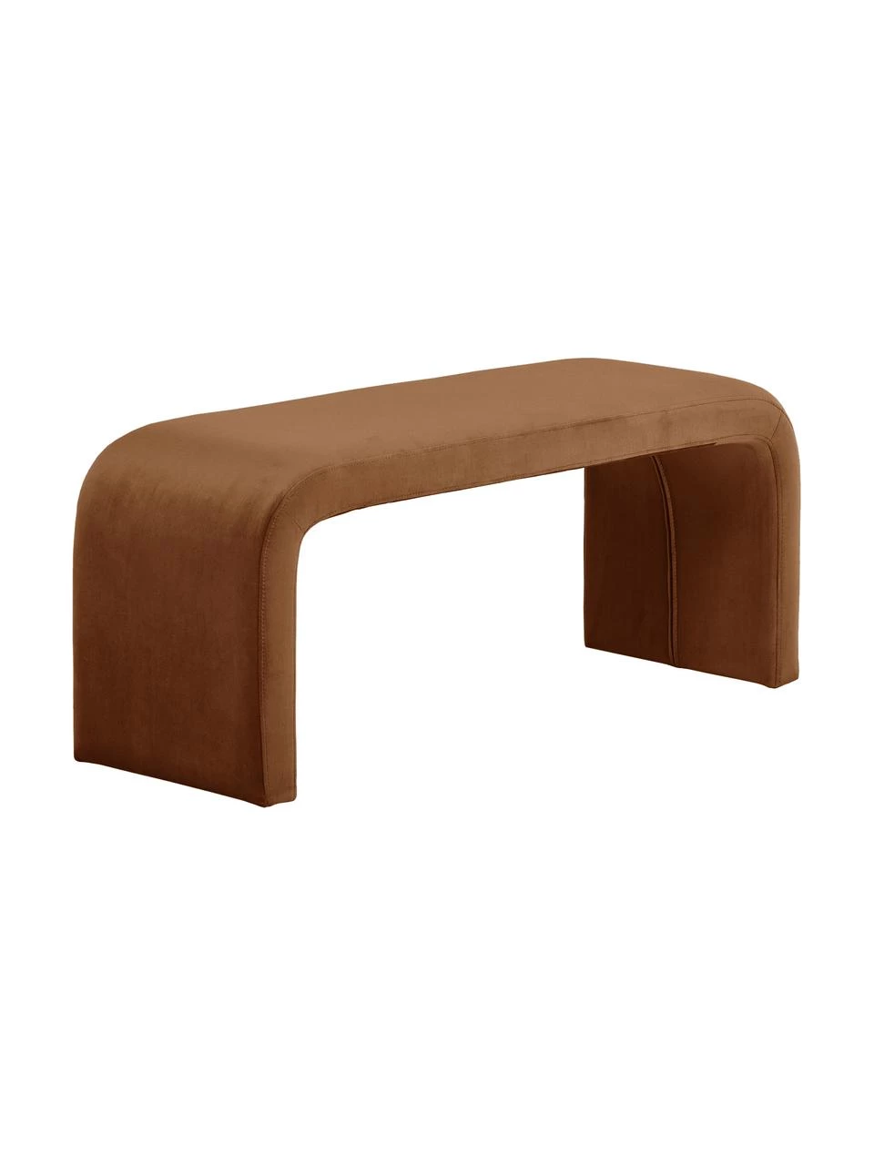 Westwing Collection Moderne Samt-Polsterbank Penelope in Braun, B 110 x H 46 cm 1 Westwing Collection Moderne Samt-Polsterbank Penelope in Braun, B 110 x H 46 cm