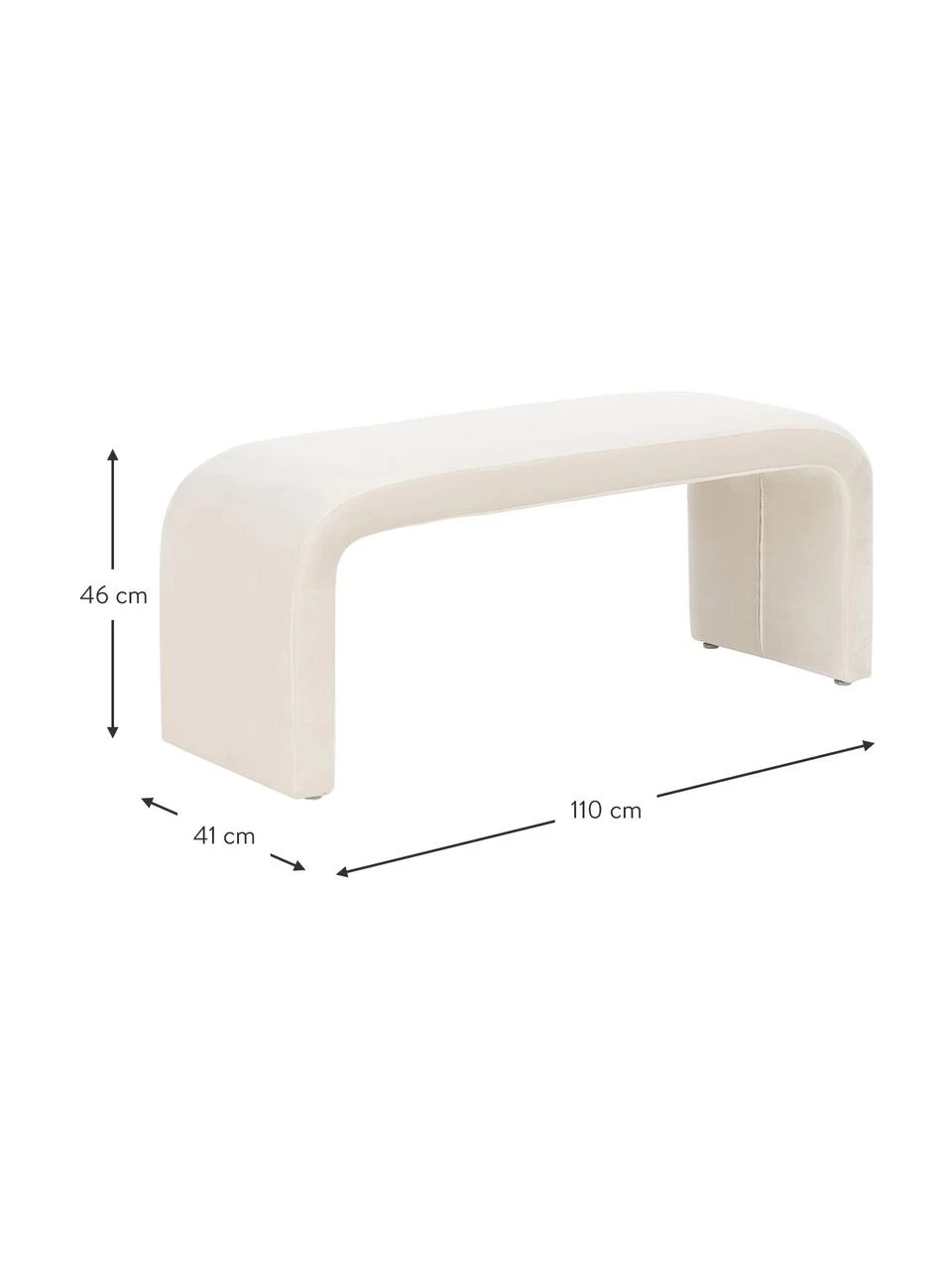 Westwing Collection Moderne Samt-Polsterbank Penelope in Cremeweiß, B 110 x H 46 cm 3 Westwing Collection Moderne Samt-Polsterbank Penelope in Cremeweiß, B 110 x H 46 cm – Bild 3