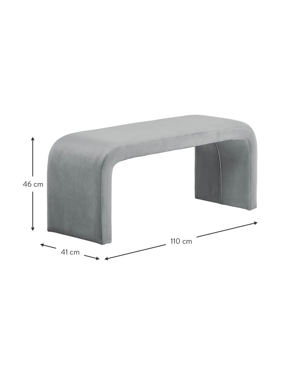 Westwing Collection Moderne Samt-Polsterbank Penelope in Grau, B 110 x H 46 cm 3 Westwing Collection Moderne Samt-Polsterbank Penelope in Grau, B 110 x H 46 cm – Bild 3