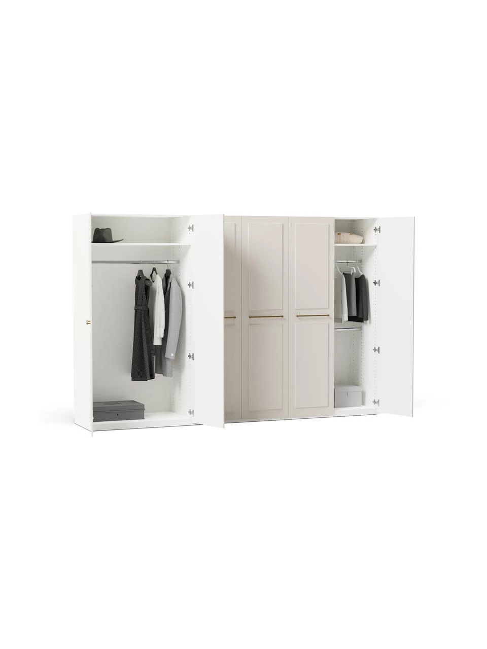 Westwing Collection Modularer Drehtürenschrank Charlotte in Beige, 300 cm Breite, mehrere Varianten, Basic Interior, Höhe 200 cm 4 Westwing Collection Modularer Drehtürenschrank Charlotte in Beige, 300 cm Breite, mehrere Varianten, Basic Interior, Höhe 200 cm – Bild 4