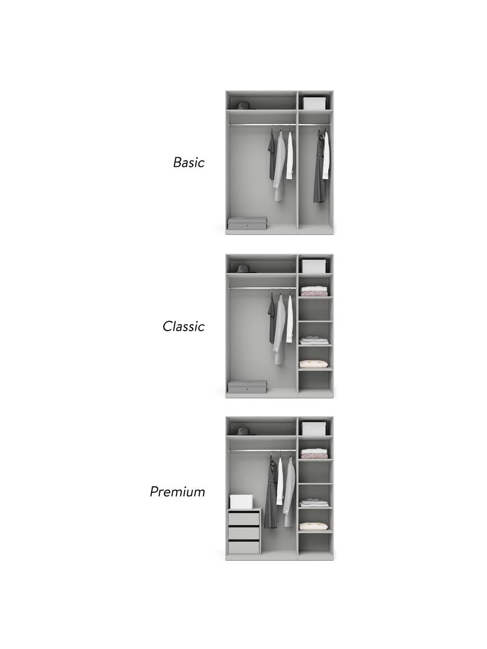 Westwing Collection Modularer Drehtürenschrank Charlotte in Grau, 150 cm Breite, mehrere Varianten, Basic Interior, Höhe 200 cm 3 Westwing Collection Modularer Drehtürenschrank Charlotte in Grau, 150 cm Breite, mehrere Varianten, Basic Interior, Höhe 200 cm – Bild 3