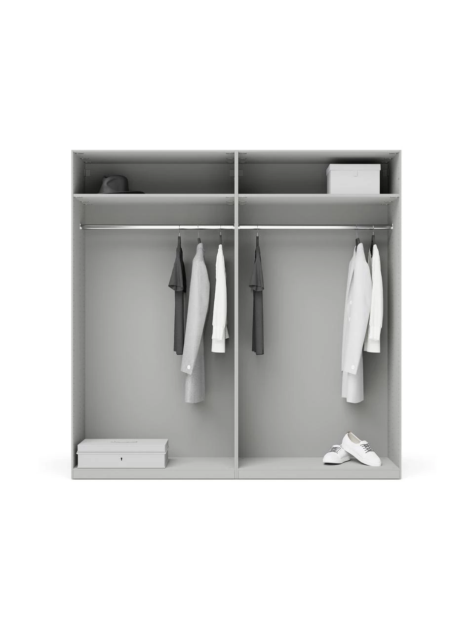 Westwing Collection Modularer Drehtürenschrank Charlotte in Grau, 200 cm Breite, mehrere Varianten, Basic Interior, Höhe 200 cm 2 Westwing Collection Modularer Drehtürenschrank Charlotte in Grau, 200 cm Breite, mehrere Varianten, Basic Interior, Höhe 200 cm – Bild 2