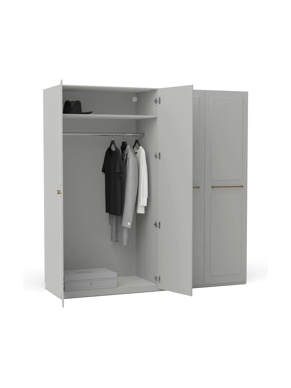 Westwing Collection Modularer Drehtürenschrank Charlotte in Grau, 200 cm Breite, mehrere Varianten, Basic Interior, Höhe 200 cm 4 Westwing Collection Modularer Drehtürenschrank Charlotte in Grau, 200 cm Breite, mehrere Varianten, Basic Interior, Höhe 200 cm – Bild 4