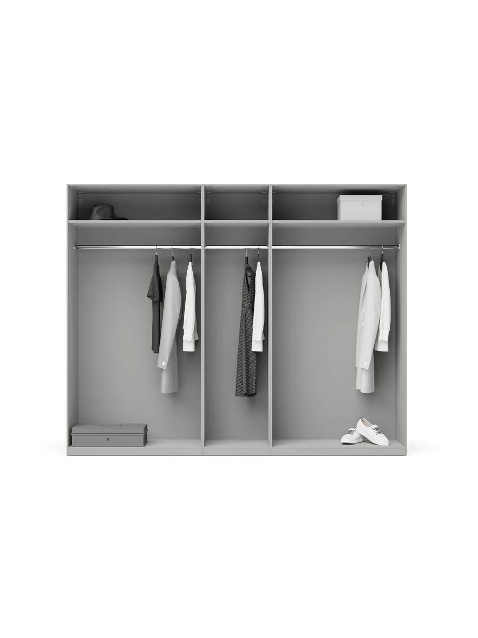 Westwing Collection Modularer Drehtürenschrank Charlotte in Grau, 250 cm Breite, mehrere Varianten, Basic Interior, Höhe 200 cm 2 Westwing Collection Modularer Drehtürenschrank Charlotte in Grau, 250 cm Breite, mehrere Varianten, Basic Interior, Höhe 200 cm – Bild 2