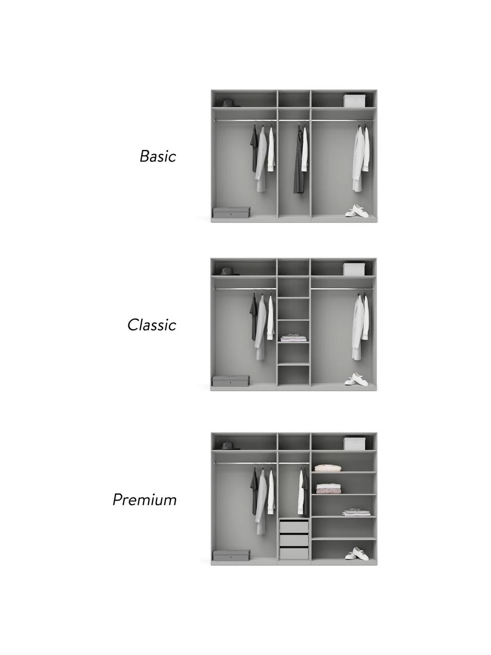 Westwing Collection Modularer Drehtürenschrank Charlotte in Grau, 250 cm Breite, mehrere Varianten, Basic Interior, Höhe 200 cm 3 Westwing Collection Modularer Drehtürenschrank Charlotte in Grau, 250 cm Breite, mehrere Varianten, Basic Interior, Höhe 200 cm – Bild 3