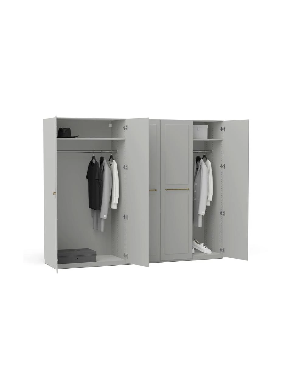 Westwing Collection Modularer Drehtürenschrank Charlotte in Grau, 250 cm Breite, mehrere Varianten, Basic Interior, Höhe 200 cm 4 Westwing Collection Modularer Drehtürenschrank Charlotte in Grau, 250 cm Breite, mehrere Varianten, Basic Interior, Höhe 200 cm – Bild 4