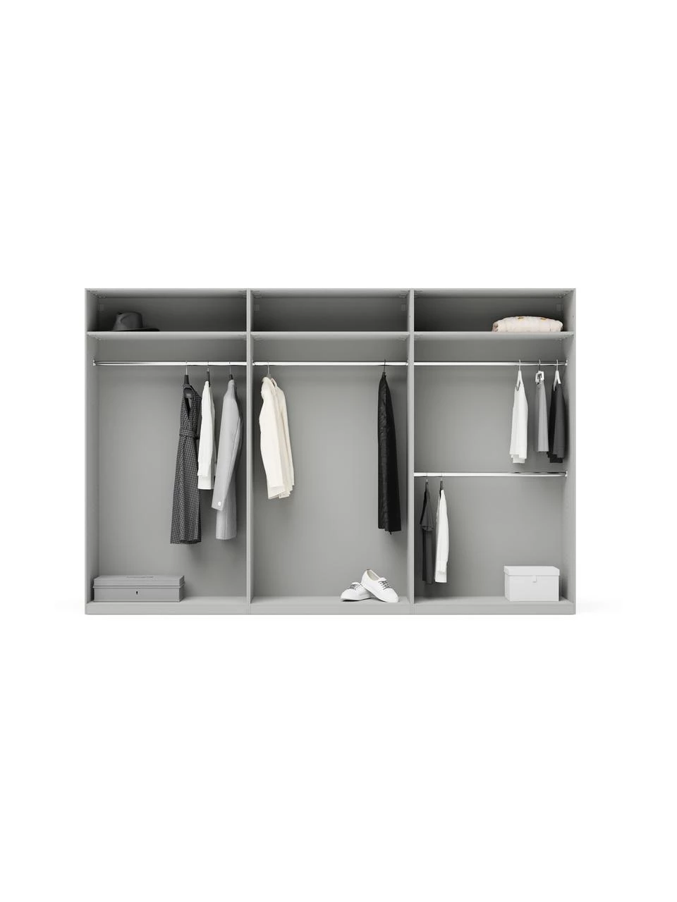 Westwing Collection Modularer Drehtürenschrank Charlotte in Grau, 300 cm Breite, mehrere Varianten, Basic Interior, Höhe 200 cm 2 Westwing Collection Modularer Drehtürenschrank Charlotte in Grau, 300 cm Breite, mehrere Varianten, Basic Interior, Höhe 200 cm – Bild 2