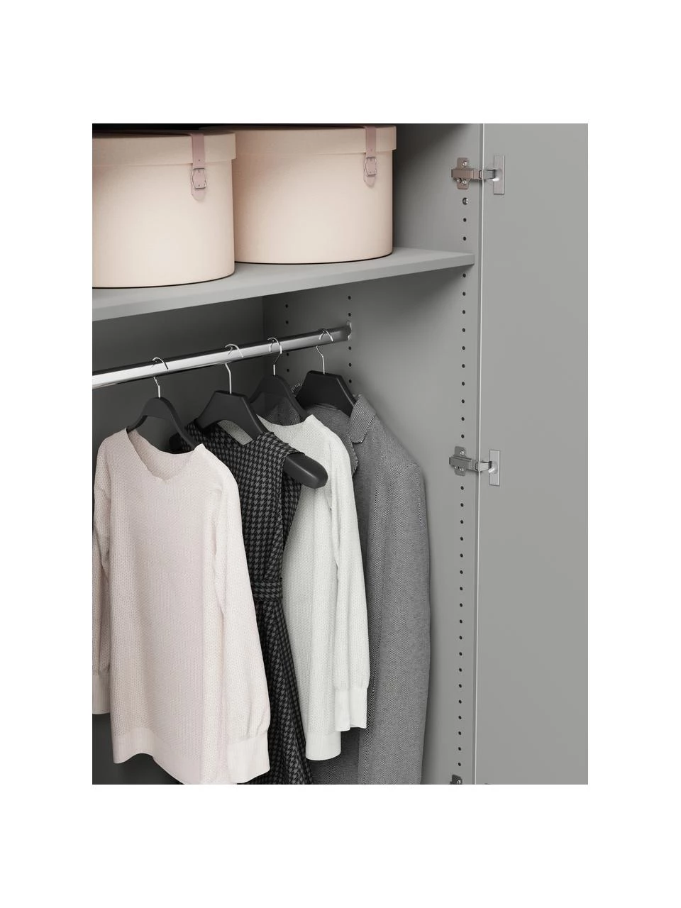 Westwing Collection Modularer Drehtürenschrank Charlotte in Grau, 300 cm Breite, mehrere Varianten, Basic Interior, Höhe 200 cm 5 Westwing Collection Modularer Drehtürenschrank Charlotte in Grau, 300 cm Breite, mehrere Varianten, Basic Interior, Höhe 200 cm – Bild 5