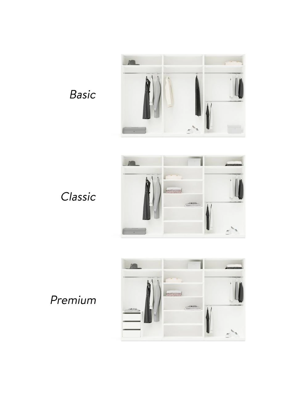 Westwing Collection Modularer Drehtürenschrank Charlotte in Weiß, 300 cm Breite, mehrere Varianten, Basic Interior, Höhe 200 cm 3 Westwing Collection Modularer Drehtürenschrank Charlotte in Weiß, 300 cm Breite, mehrere Varianten, Basic Interior, Höhe 200 cm – Bild 3