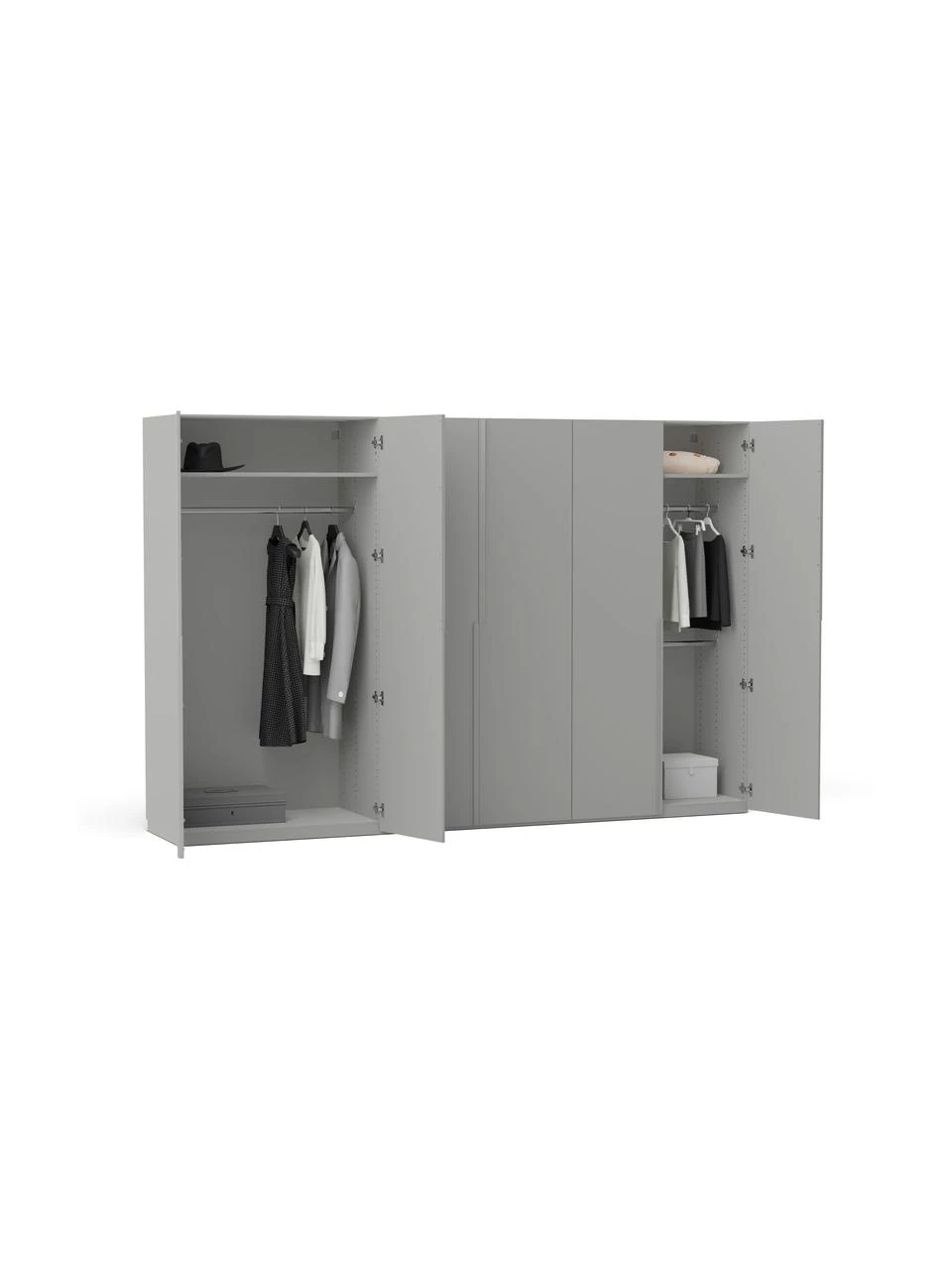 Westwing Collection Modularer Drehtürenschrank Leon in Grau, 300 cm Breite, mehrere Varianten, Basic Interior, Höhe 200 cm 4 Westwing Collection Modularer Drehtürenschrank Leon in Grau, 300 cm Breite, mehrere Varianten, Basic Interior, Höhe 200 cm – Bild 4