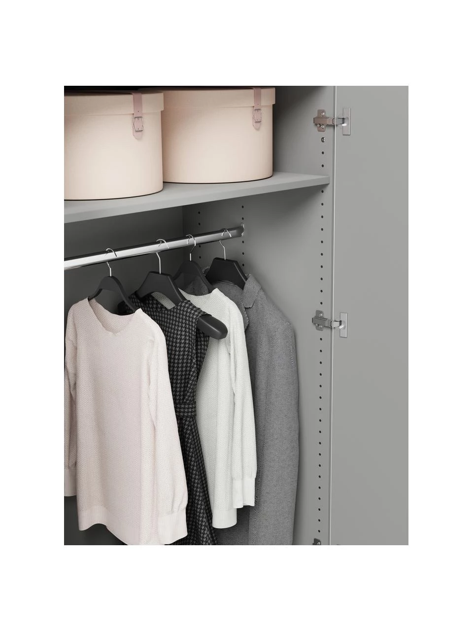 Westwing Collection Modularer Drehtürenschrank Leon in Grau, 300 cm Breite, mehrere Varianten, Basic Interior, Höhe 200 cm 5 Westwing Collection Modularer Drehtürenschrank Leon in Grau, 300 cm Breite, mehrere Varianten, Basic Interior, Höhe 200 cm – Bild 5