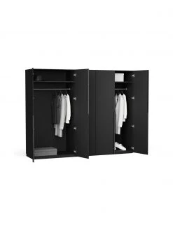 Westwing Collection Modularer Drehtürenschrank Leon in Schwarz, 250 cm Breite, mehrere Varianten, Basic Interior, Höhe 200 cm -Schlafzimmer Verkäufe 2022 Modularer Drehturenschrank Leon in Schwarz 250 cm Breite mehrere Varianten 3