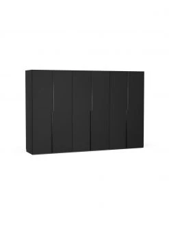 Westwing Collection Modularer Drehtürenschrank Leon in Schwarz, 300 cm Breite, mehrere Varianten, Basic Interior, Höhe 200 cm