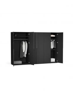 Westwing Collection Modularer Drehtürenschrank Leon in Schwarz, 300 cm Breite, mehrere Varianten, Basic Interior, Höhe 200 cm -Schlafzimmer Verkäufe 2022 Modularer Drehturenschrank Leon in Schwarz 300 cm Breite mehrere Varianten 3