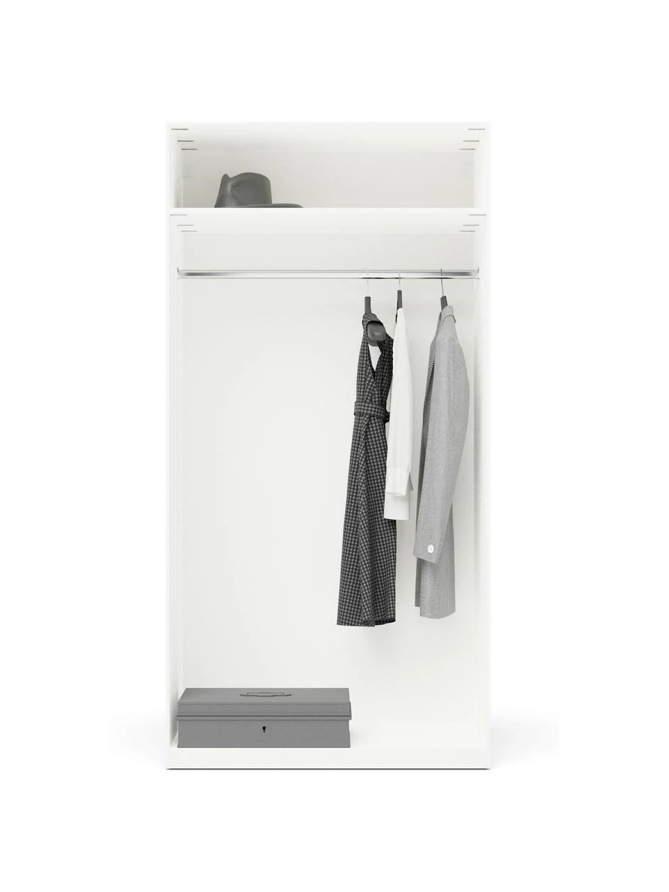 Westwing Collection Modularer Drehtürenschrank Leon in Weiß, 100 cm Breite, mehrere Varianten, Basic Interior, Höhe 200 cm 2 Westwing Collection Modularer Drehtürenschrank Leon in Weiß, 100 cm Breite, mehrere Varianten, Basic Interior, Höhe 200 cm – Bild 2