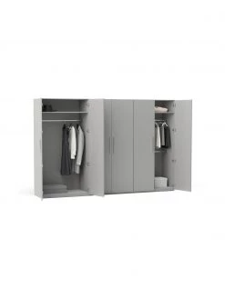 Westwing Collection Modularer Drehtürenschrank Simone in Grau, 300 cm Breite, mehrere Varianten, Basic Interior, Höhe 200 cm -Schlafzimmer Verkäufe 2022 Modularer Drehturenschrank Simone in Grau 300 cm Breite mehrere Varianten 2