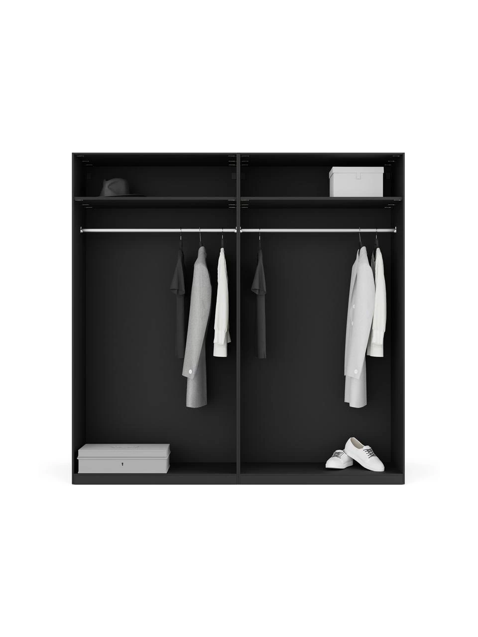 Westwing Collection Modularer Drehtürenschrank Simone in Walnuss-Optik, 200 cm Breite, mehrere Varianten, Basic Interior, Höhe 200 cm 2 Westwing Collection Modularer Drehtürenschrank Simone in Walnuss-Optik, 200 cm Breite, mehrere Varianten, Basic Interior, Höhe 200 cm – Bild 2