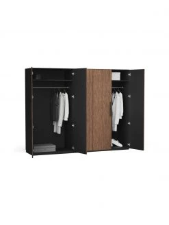 Westwing Collection Modularer Drehtürenschrank Simone in Walnuss-Optik, 250 cm Breite, mehrere Varianten, Basic Interior, Höhe 200 cm -Schlafzimmer Verkäufe 2022 Modularer Drehturenschrank Simone in Walnuss Optik 250 cm Breite mehrere Varianten 2