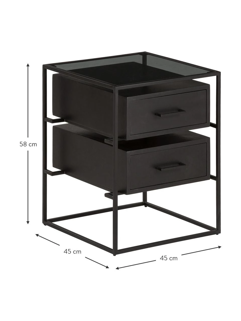 Westwing Collection Nachttisch Lyle mit Glasplatte, B 45 x H 58 cm 3 Westwing Collection Nachttisch Lyle mit Glasplatte, B 45 x H 58 cm – Bild 3