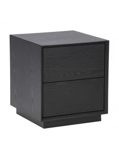 Westwing Collection Nachttisch Noel aus Eschenholzfurnier in Schwarz, B 45 x H 50 cm