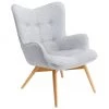 Kare Design Ohrensessel Vicky in Grau mit Holz-Füßen, B 73 x T 83 cm