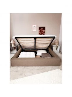 Westwing Collection Polsterbett Lennon mit Stauraumfunktion in Braun, B 140 x L 200 cm -Schlafzimmer Verkäufe 2022 Polsterbett Lennon mit Stauraumfunktion in Braun 2