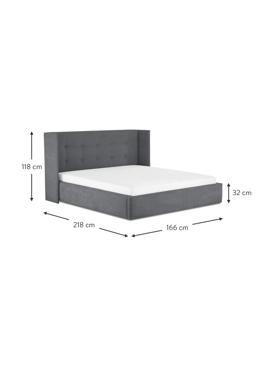 Westwing Collection Polsterbett Star in Anthrazit, 140 x 200 cm 3 Westwing Collection Polsterbett Star in Anthrazit, 140 x 200 cm – Bild 3