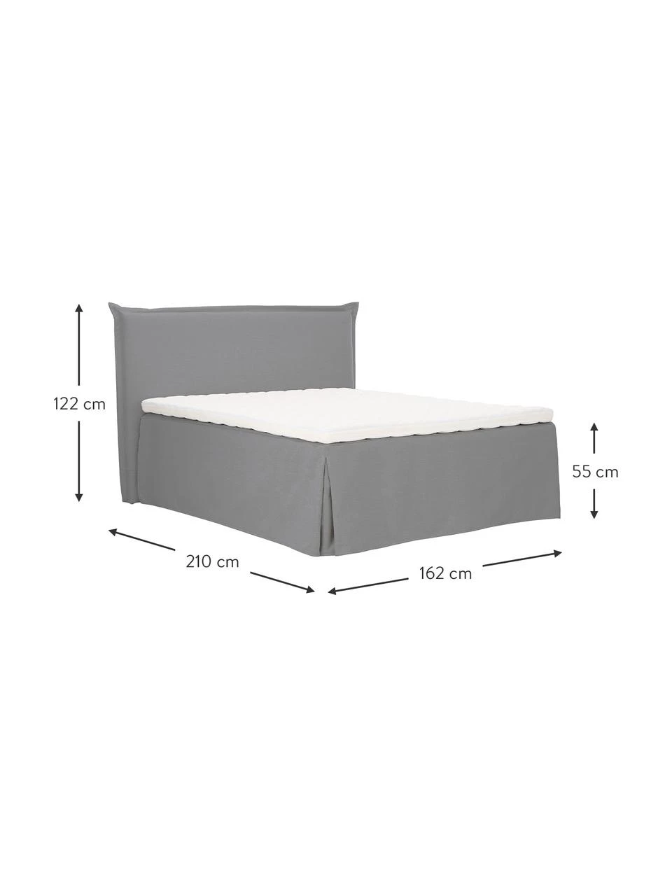 Westwing Collection Premium Boxspringbett Violet in Grau, 140 x 200 cm, Härtegrad 2 3 Westwing Collection Premium Boxspringbett Violet in Grau, 140 x 200 cm, Härtegrad 2 – Bild 3