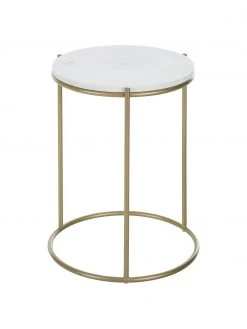 Westwing Collection Runder Marmor-Beistelltisch Ella, Ø 40 x H 50 cm