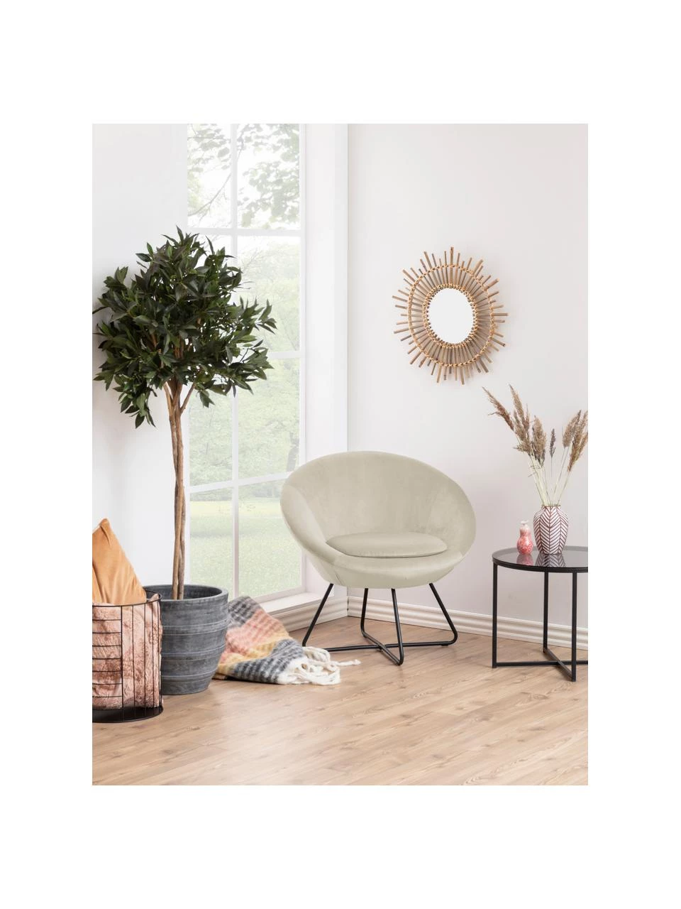 Samt-Cocktailsessel Center in Sandfarben, B 82 x T 71 cm 2 Samt-Cocktailsessel Center in Sandfarben, B 82 x T 71 cm – Bild 2