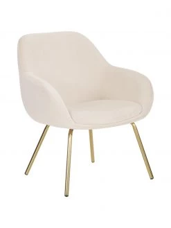 Westwing Collection Samt-Cocktailsessel Jana in Cremeweiß, B 72 x T 68 cm